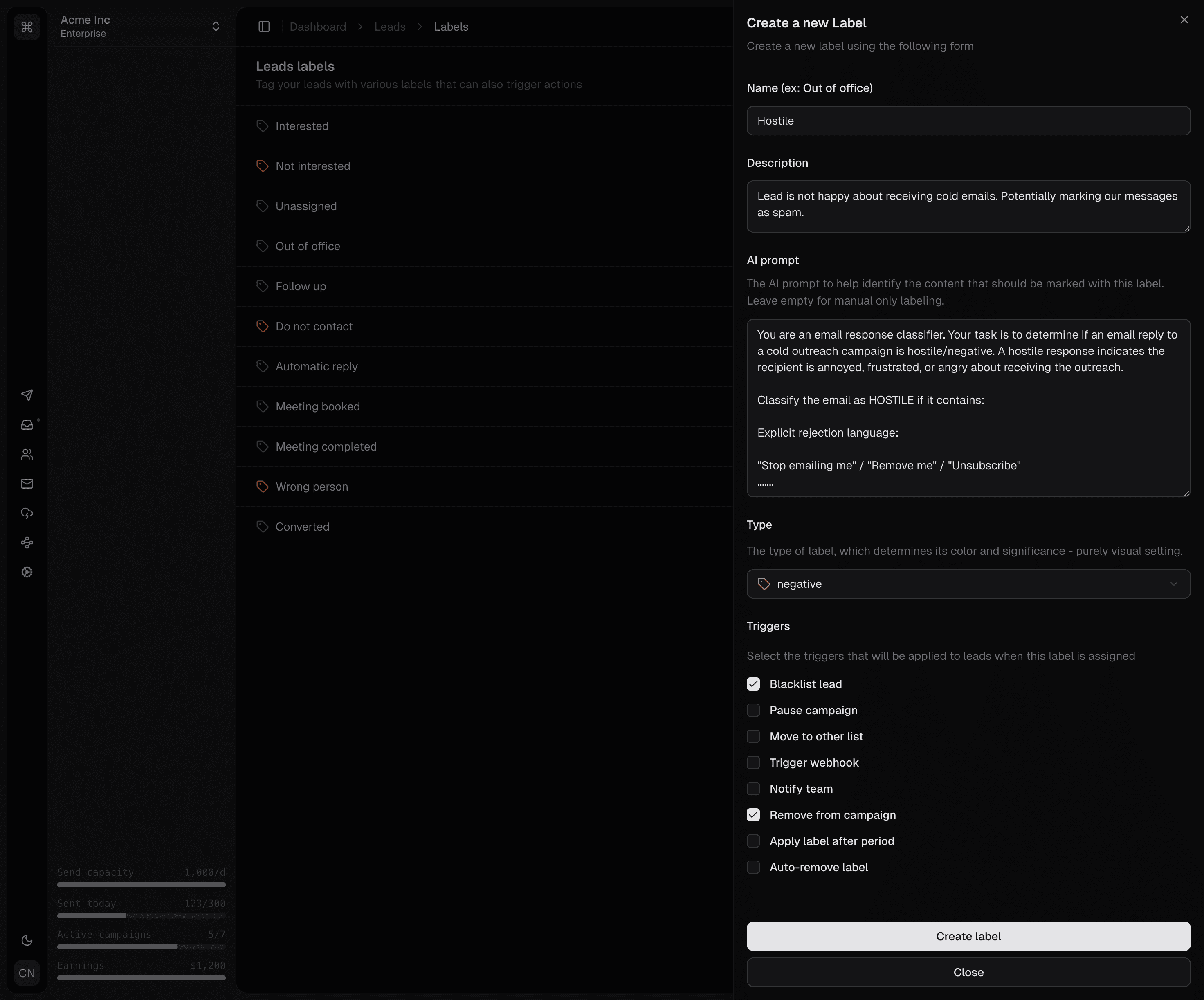 Campaign sending indicator